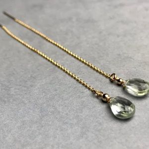 Water Peridot+ 14K Gold Fill Briolette Thread Earrings
